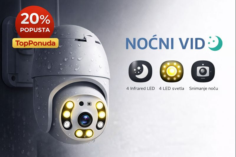 Spoljna Wifi Kamera Rotirajuća Za Video Nadzor PTZ IP66