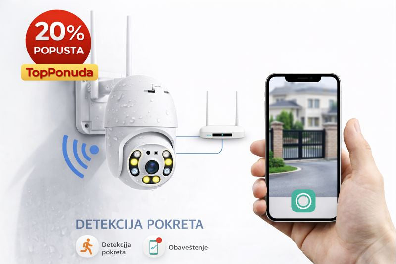 Spoljna Wifi Kamera Rotirajuća Za Video Nadzor PTZ IP66